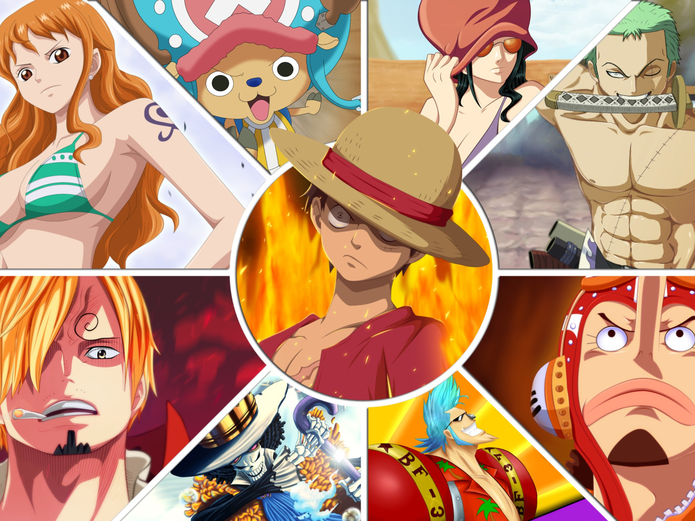 Download wallpaper nami, chopper, monkey d luffy, usopp, roronoa zoro, one  piece, franky, brook, section other in resolution 1400x1050