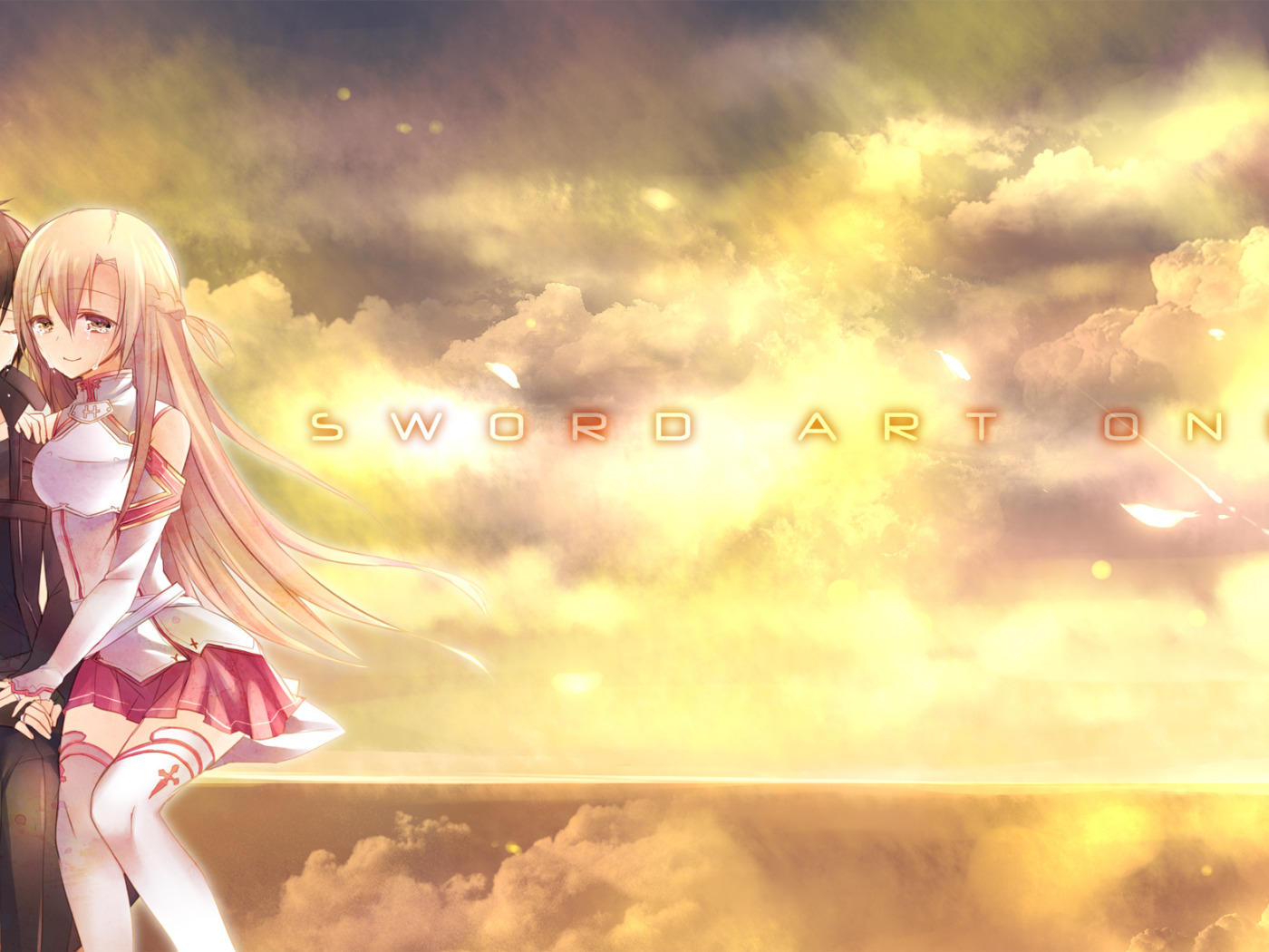 Download Wallpaper Girl, Skirt, Cloud, Pair, Anime, Guy, Cloak.