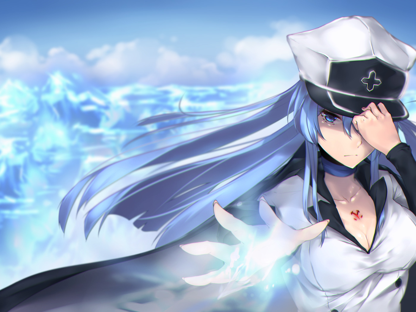 Download wallpaper girl, ice, anime, art, esdeath, akame ga kill, section  other in resolution 1400x1050