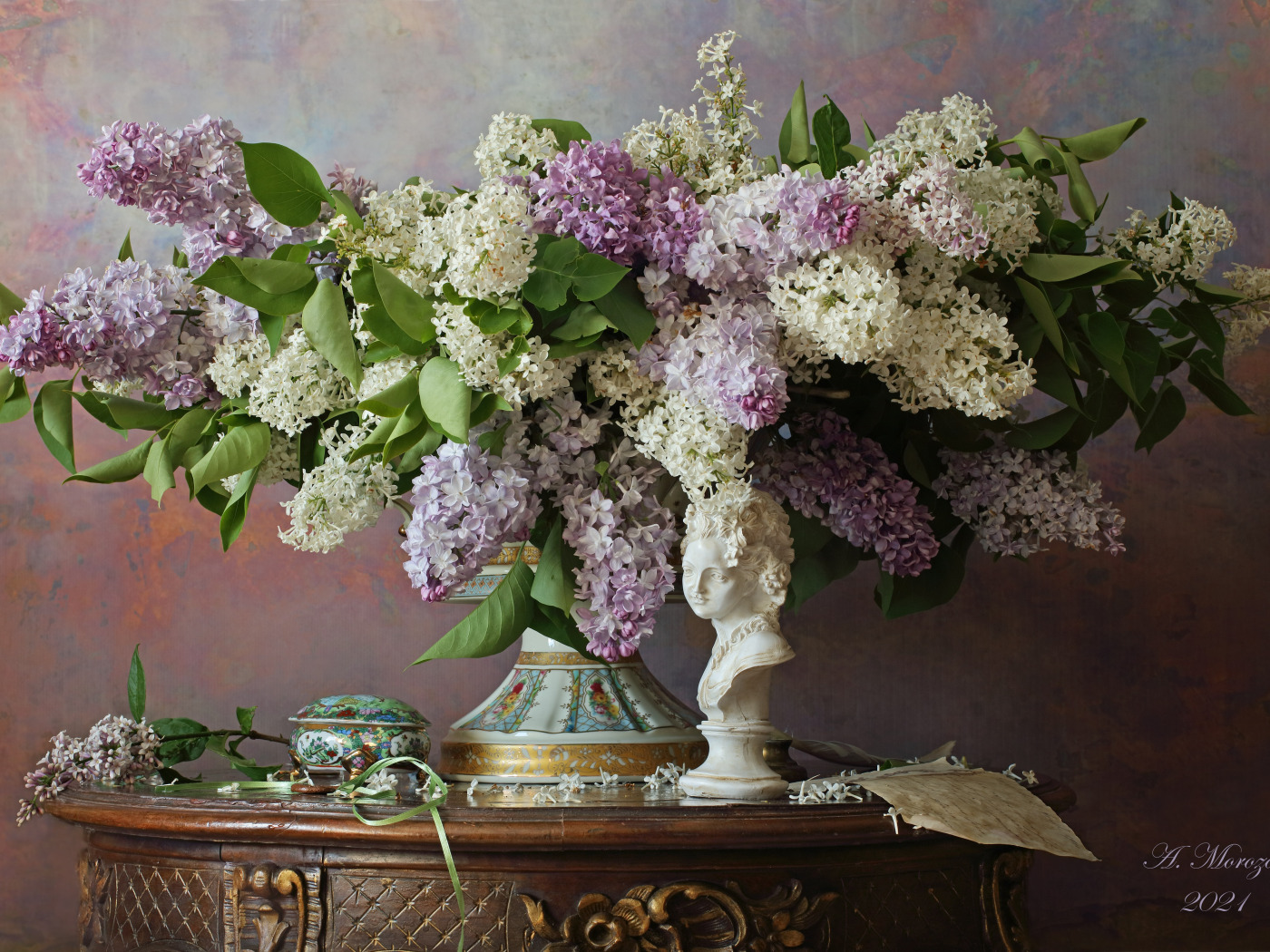 Still Life With Lilac Flowers by Andrey Morozov