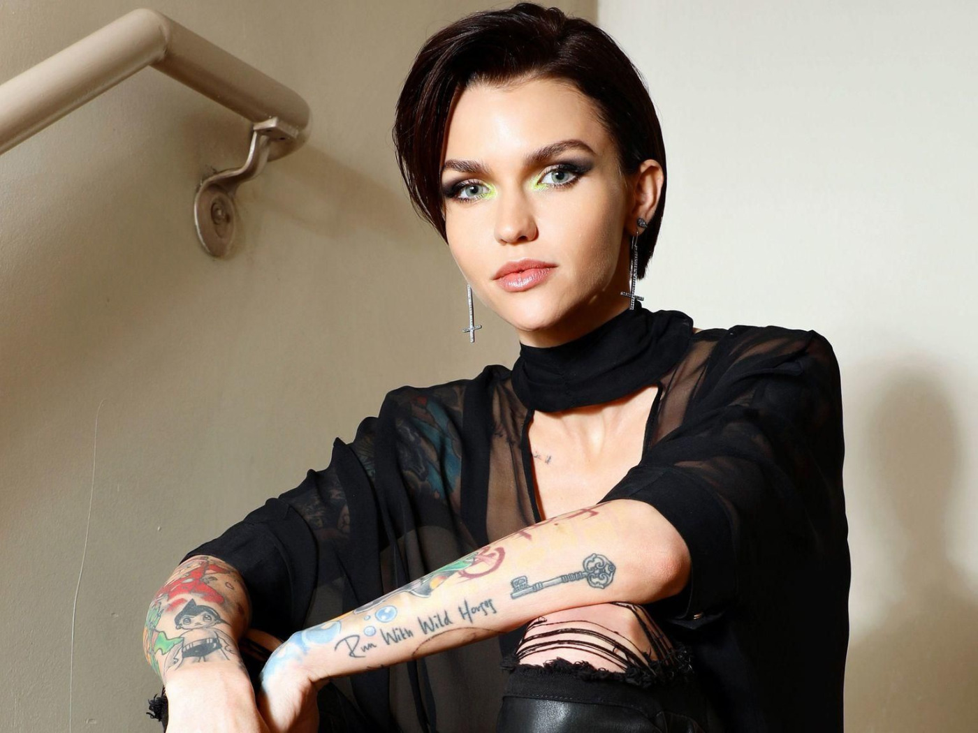 Download wallpaper actress, tattoo, cutie, short hairstyle, XXX, Ruby Rose,  Ruby Rose, section girls in resolution 1400x1050