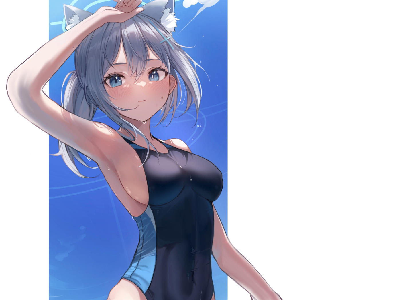 Download wallpaper kawaii, girl, hot, sexy, wet, fox, anime, water, section  seinen in resolution 1400x1050