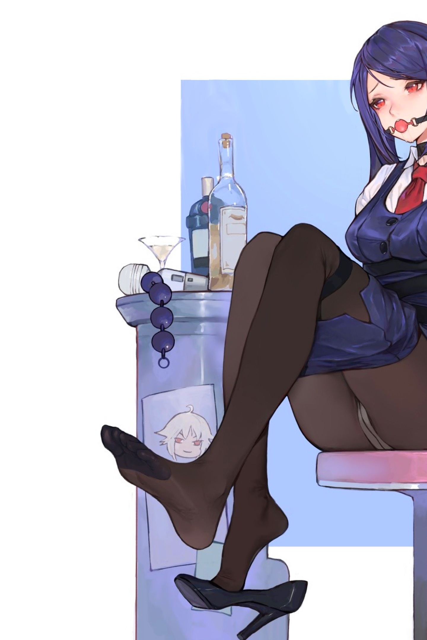 Download wallpaper girl, hot, sexy, anime, stockings, pretty, babe, feet,  section seinen in resolution 1440x2160