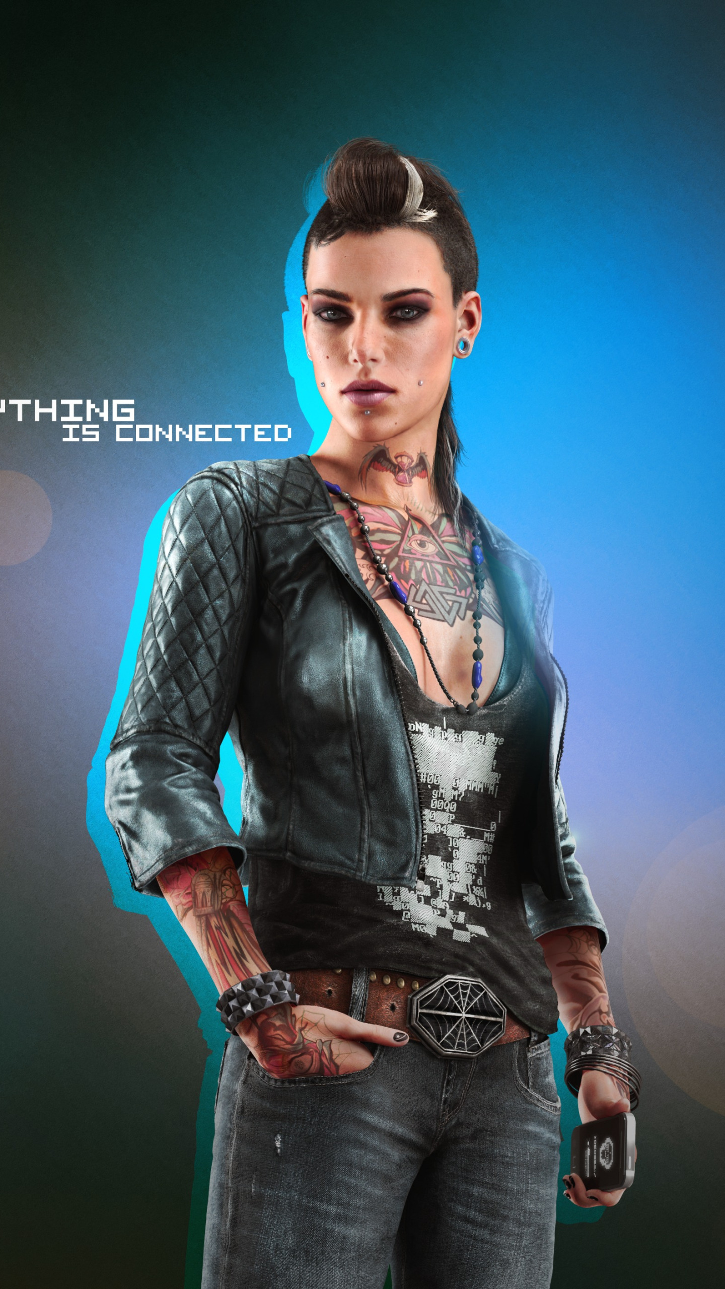 Download wallpaper Watch Dogs, Clara Lille, Everything is connected,  section games in resolution 1440x2560