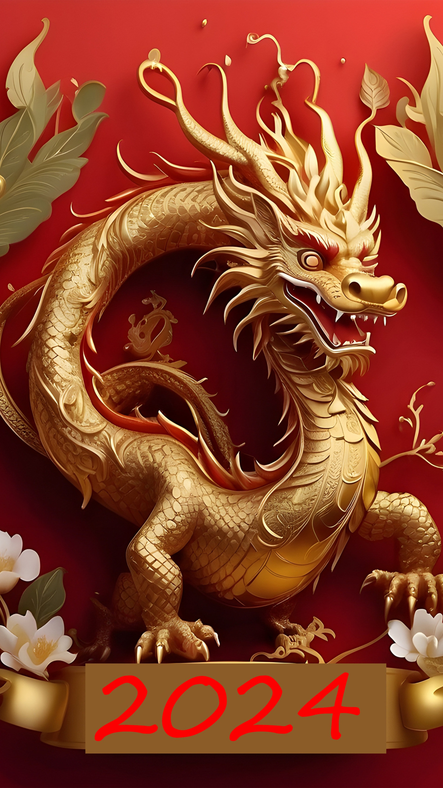 Download wallpaper dragon, colorful, New year, golden, gold, symbol ...