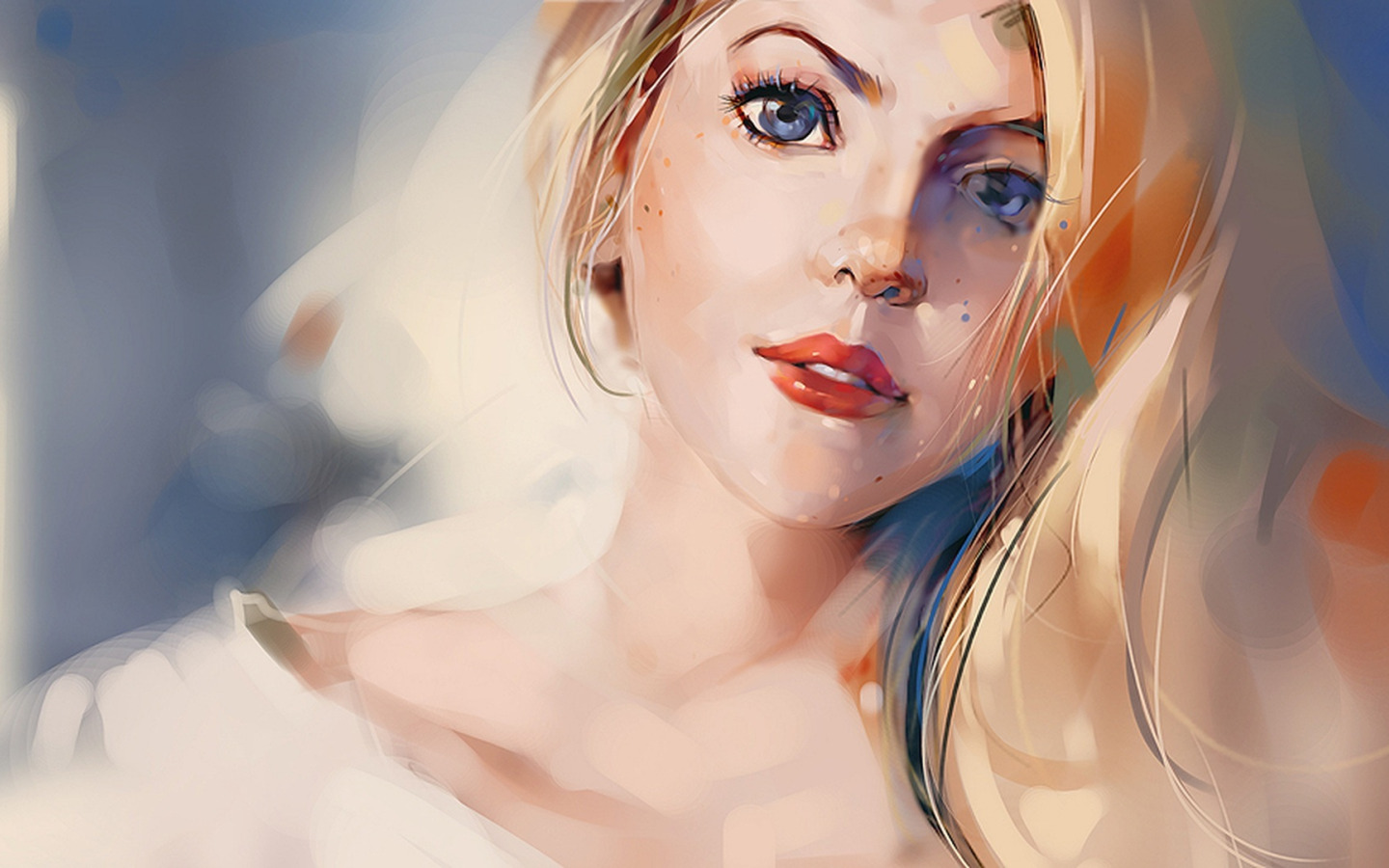 look, art, blonde, blue-eyed, drawn girl 