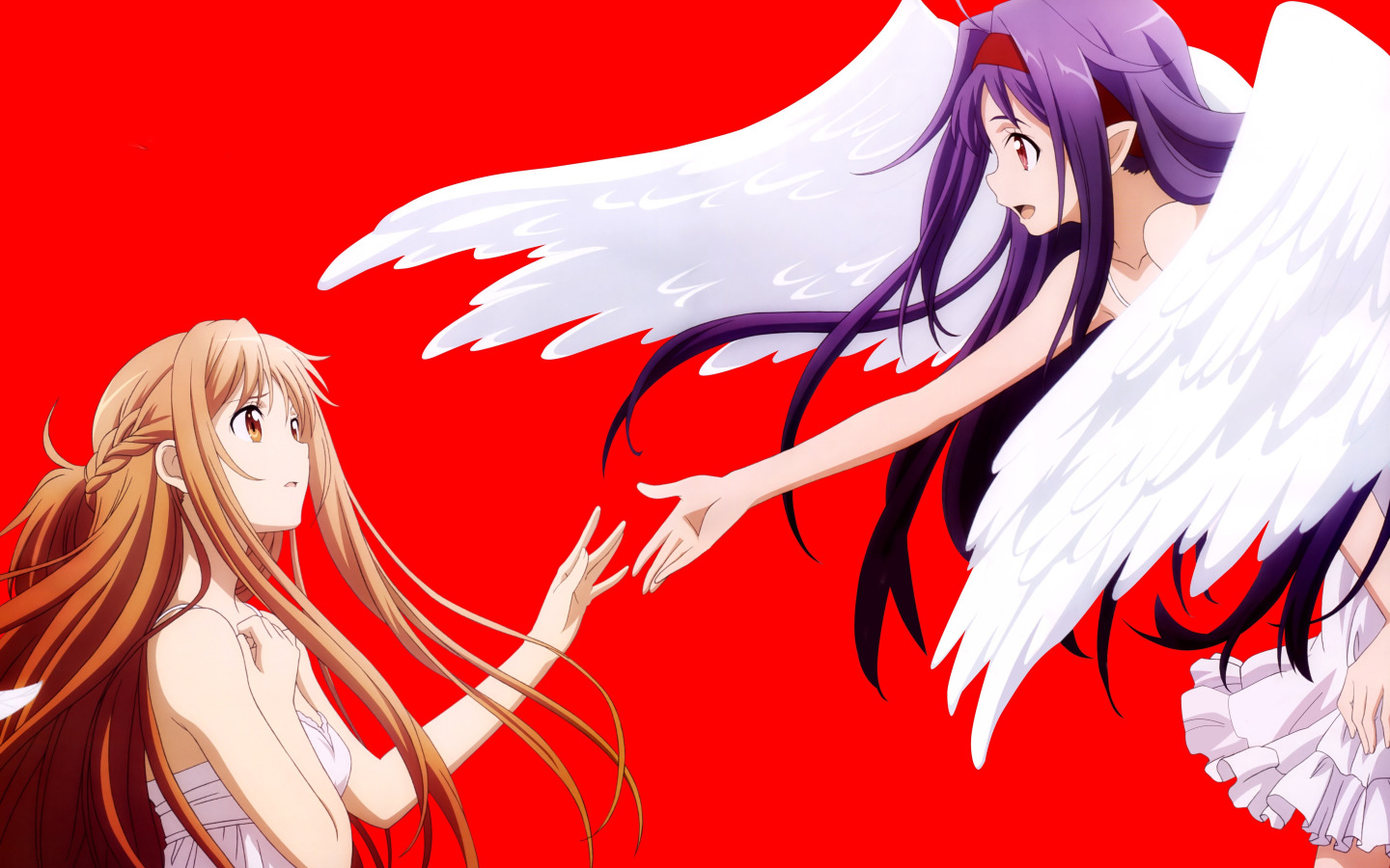 Download Wallpaper Game, Anime, Wings, Angel, Asian, Friends.