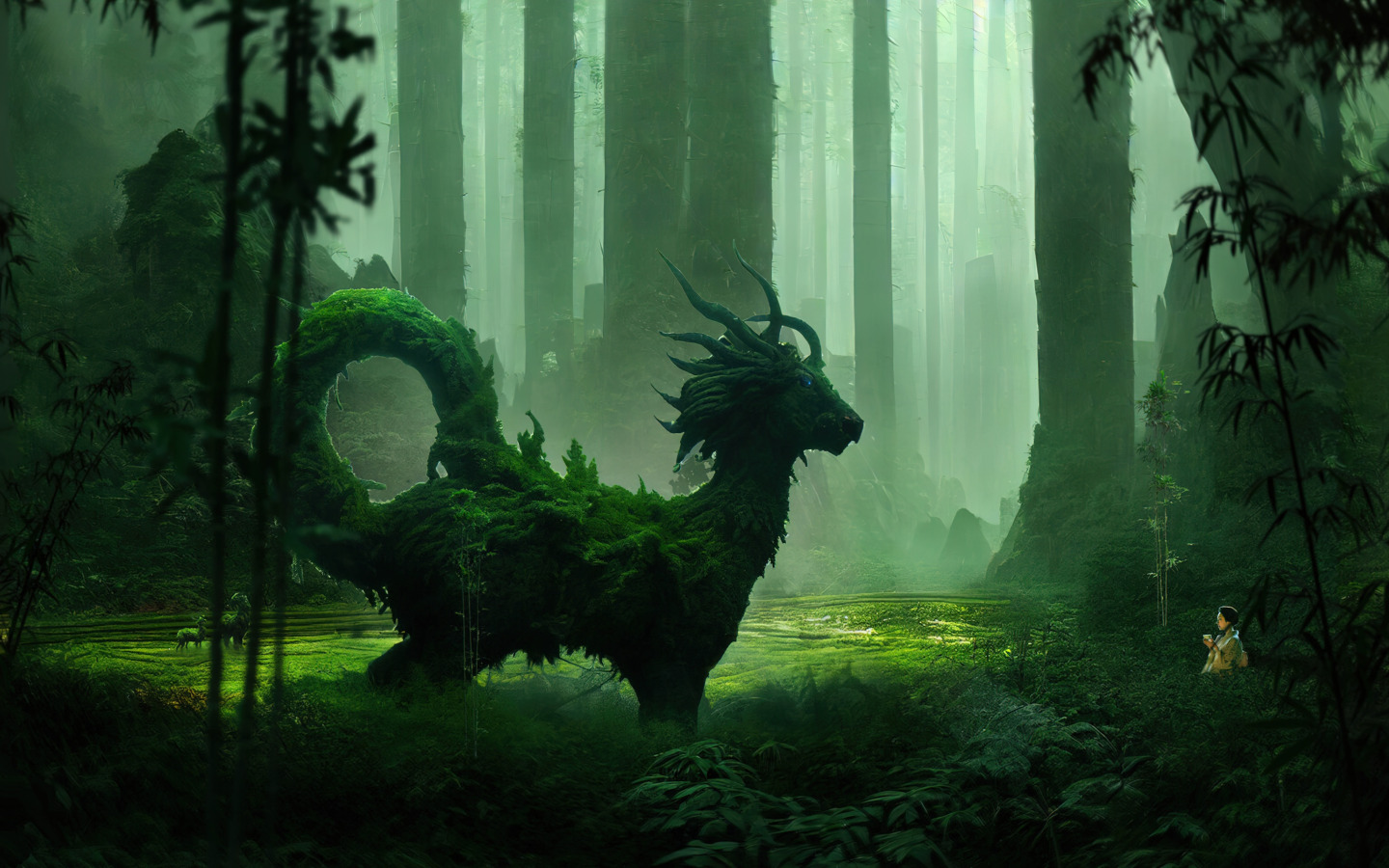 Download wallpaper concept art, princess mononoke, mood painting, Kirin ...