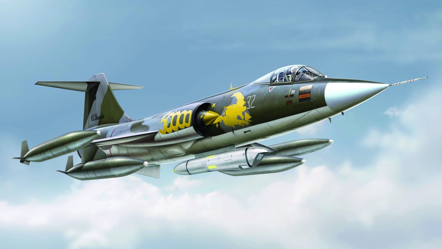 Download wallpaper Lockheed, fighter-bomber, Starfighter, F-104G, The ...