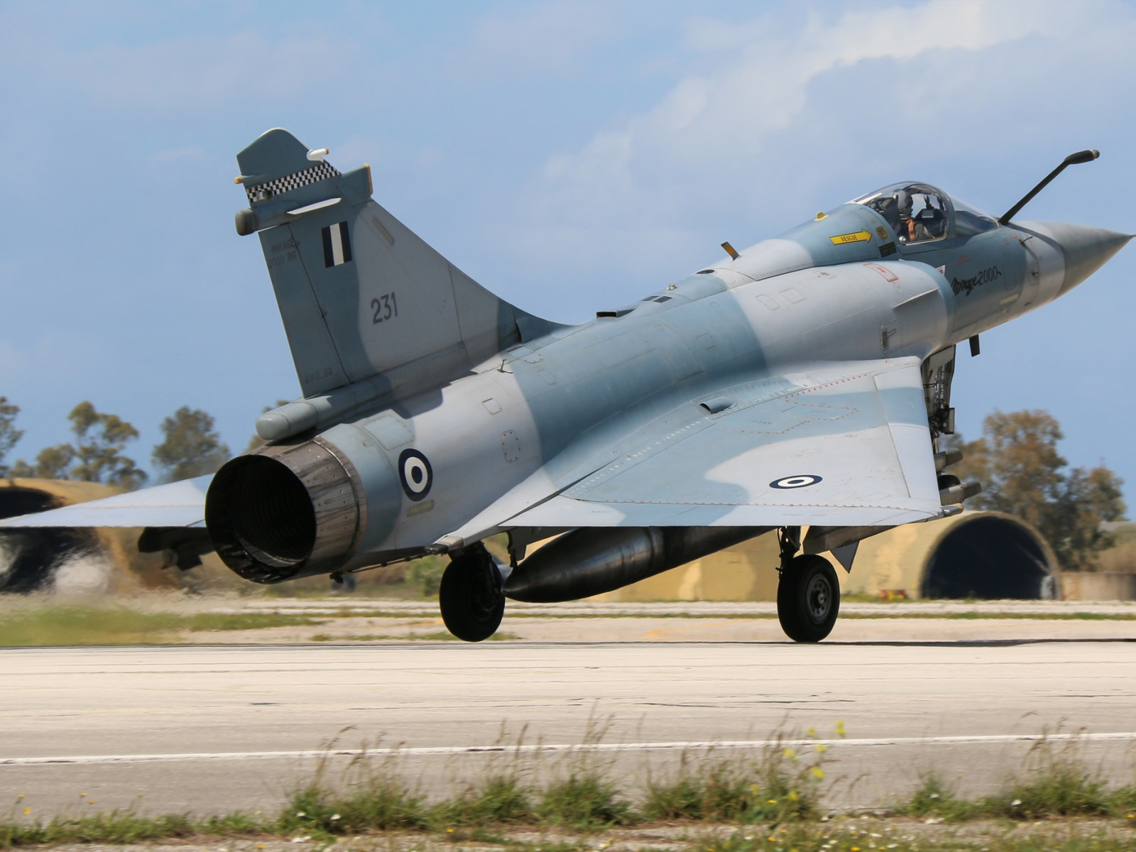 Download wallpaper Grass, Fighter, Landing, Mirage 2000, Greek air ...