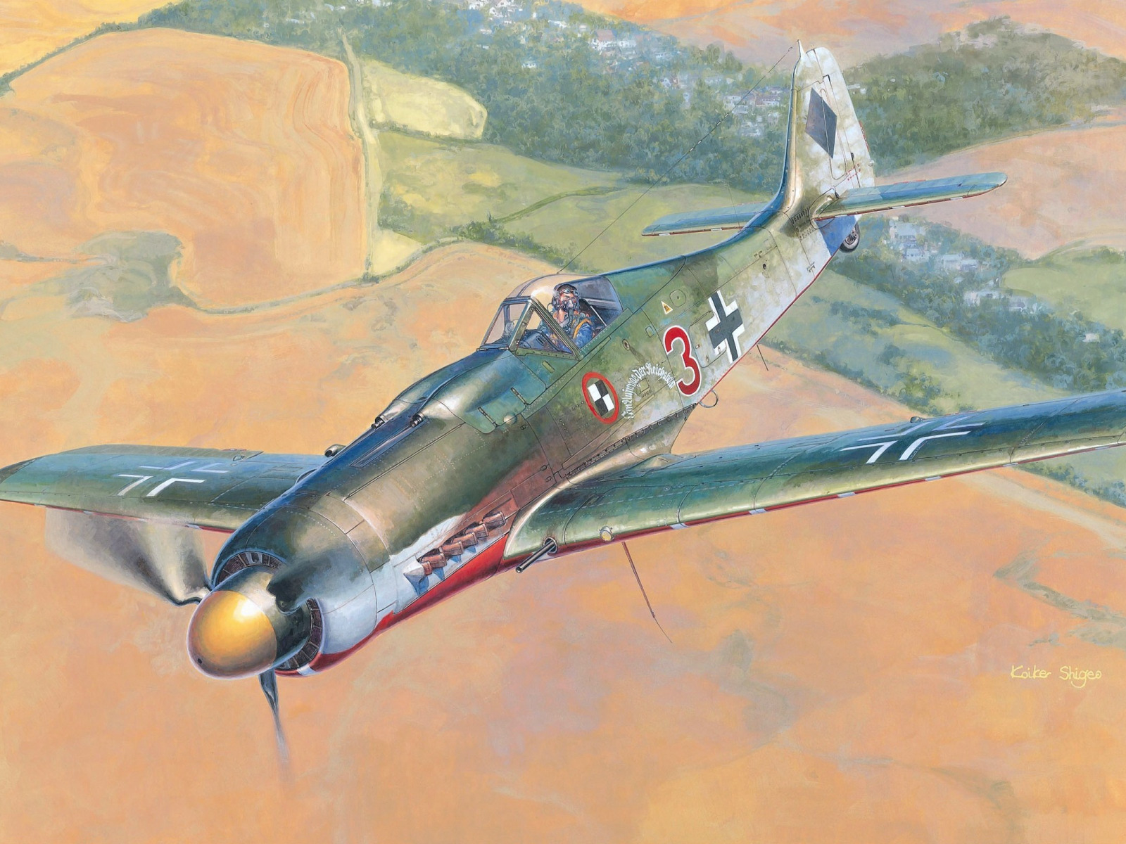 Download wallpaper aircraft, war, art, mountain, painting, aviation ...