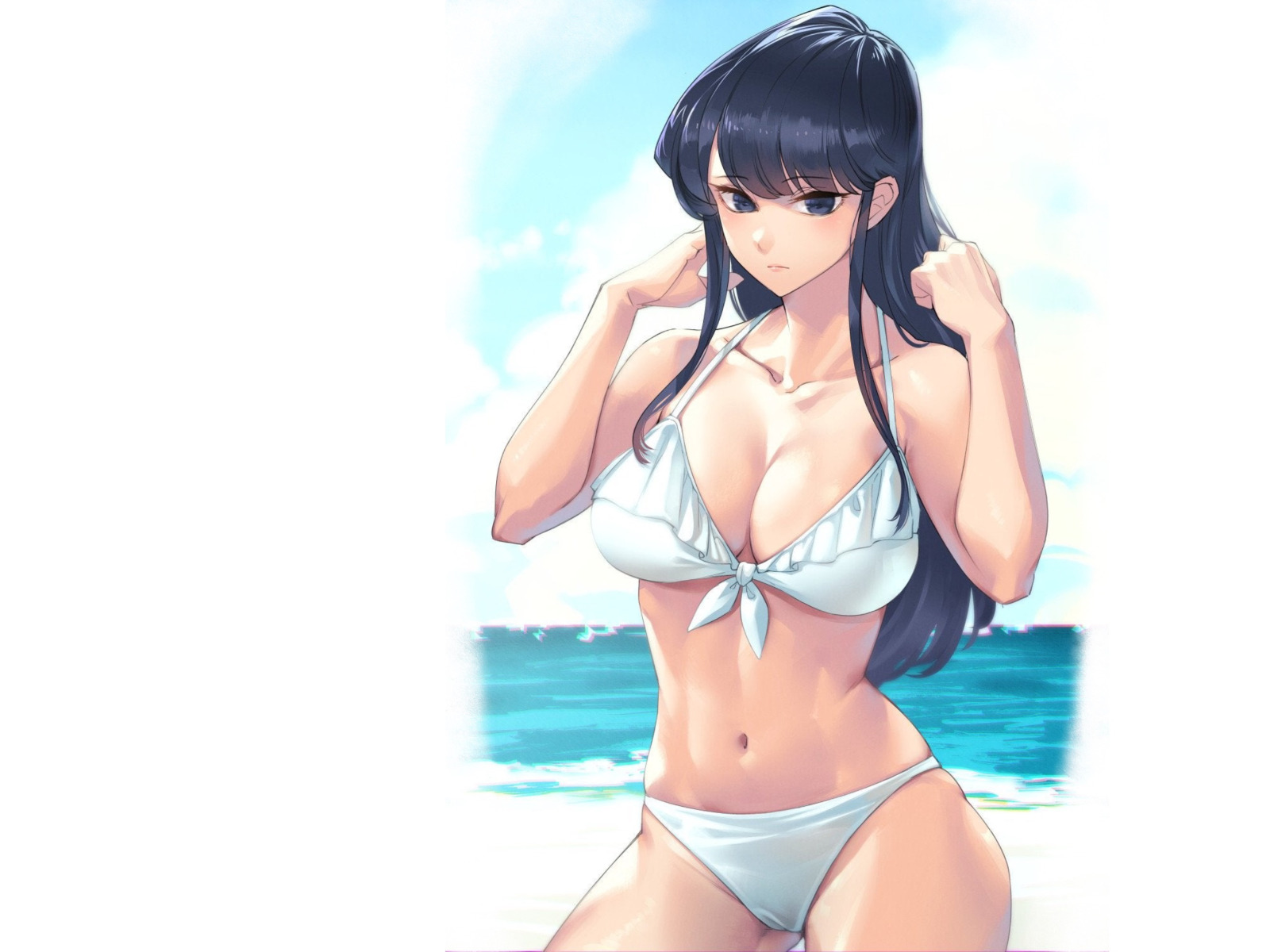 Download wallpaper fiat, girl, sexy, beach, Anime, sea, ocean, muscle,  section seinen in resolution 1600x1200