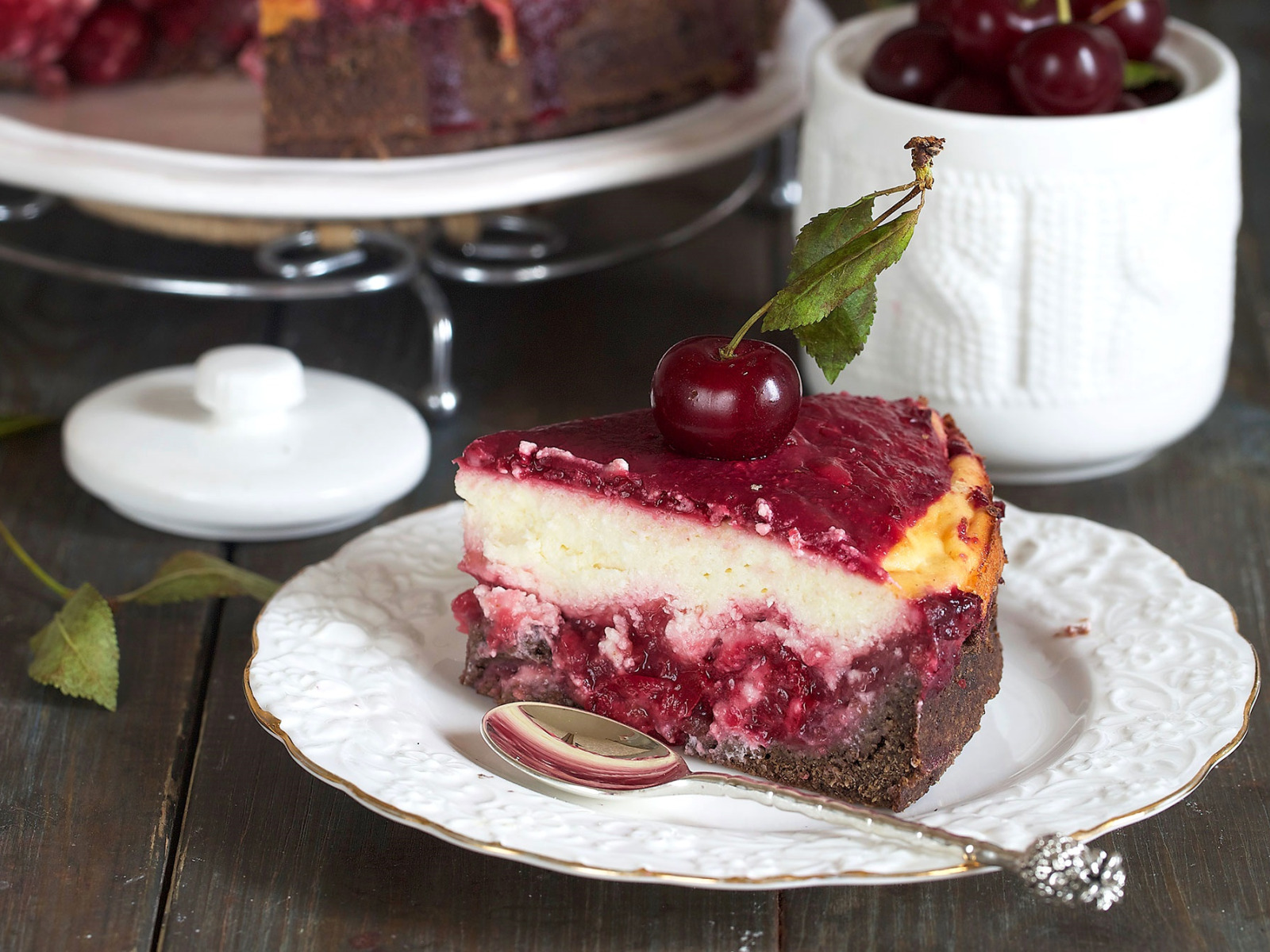 Tall Cake with Cherries on Top