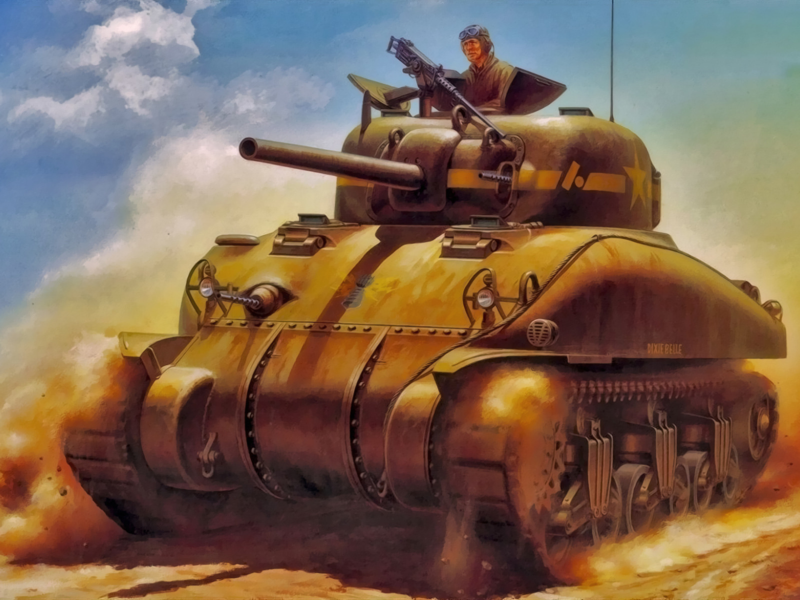 Download wallpaper art, painting, tank, ww2, M4A1 Sherman, section ...