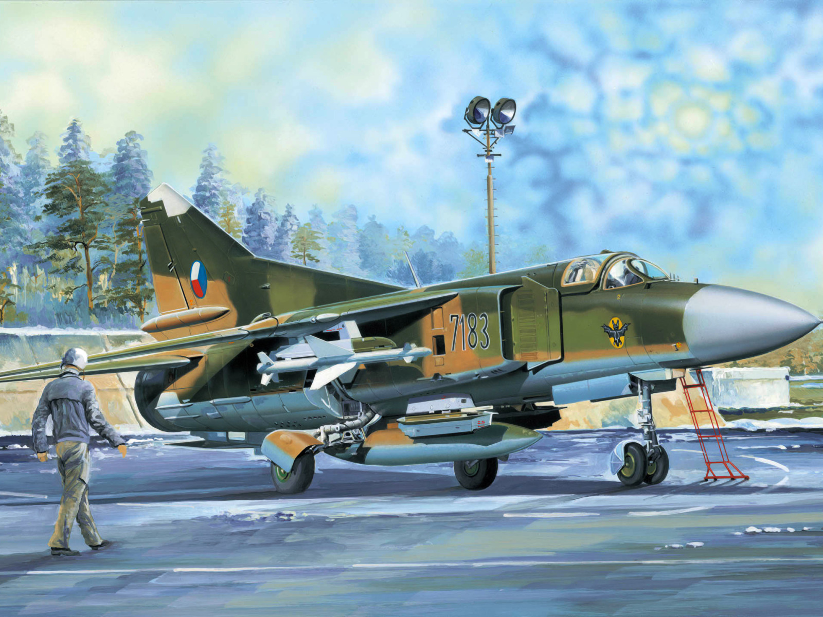 Download wallpaper war, art, airplane, painting, jet, Mikoyan-Gurevich ...