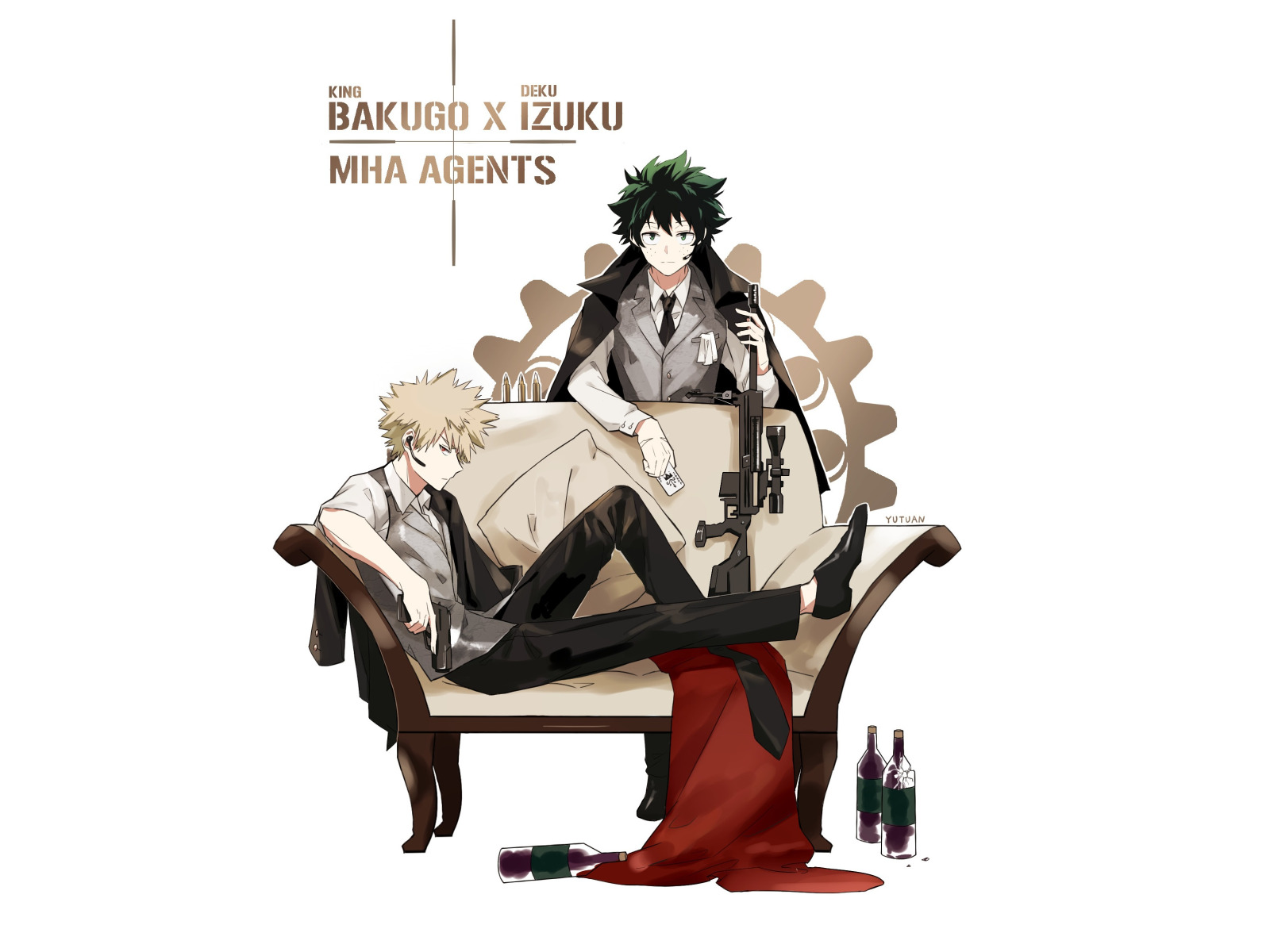 Download wallpaper Fanart, Boku no Hero Academy, My Hero Academia, Bakugou  Katsuki, Izuku Midoriya, Liyuchen1126, Laying on Couch, Bakud, section  shonen in resolution 1600x1200