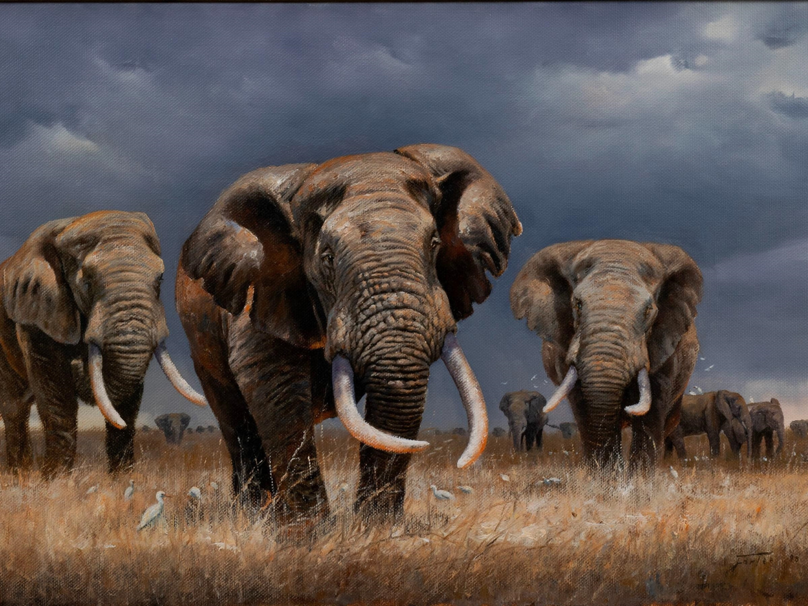 Download wallpaper Picture, Elephants, American artist, Eric Forli ...