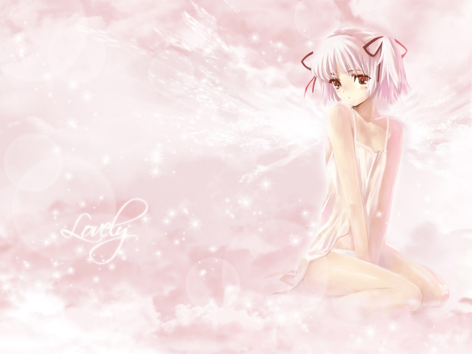 Wallpaper clouds, pink, Anime for mobile and desktop, section прочее,  resolution 1600x1200 - download