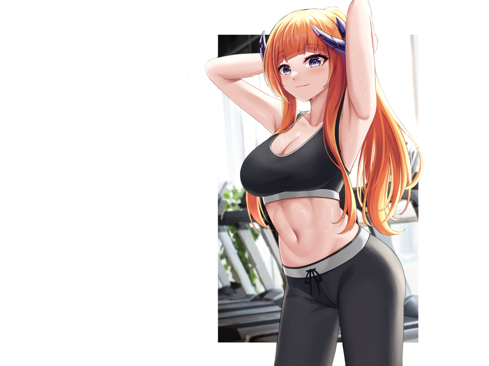 Download wallpaper girl, sexy, sexy girl, anime, pretty, babe, fitness, gym,  section shonen in resolution 1600x1200