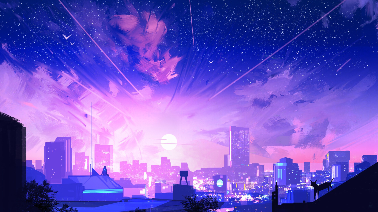 Background Of Star Night Illustration In Quiet City, Night, Night Sky,  House Background Image And Wallpaper for Free Download