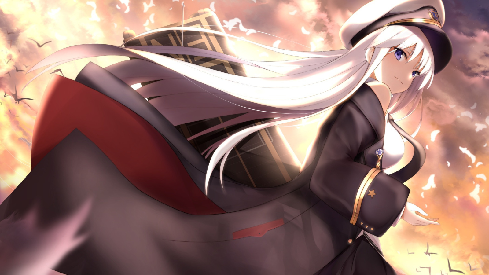 Download wallpaper girl, anime, art, enterprise, azur lane, section shonen  in resolution 1600x900