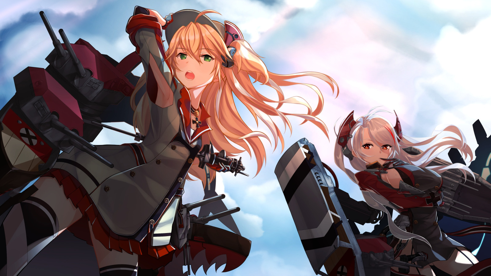 Download wallpaper prinz eugen, azur lane, admiral hipper, section shonen  in resolution 1600x900