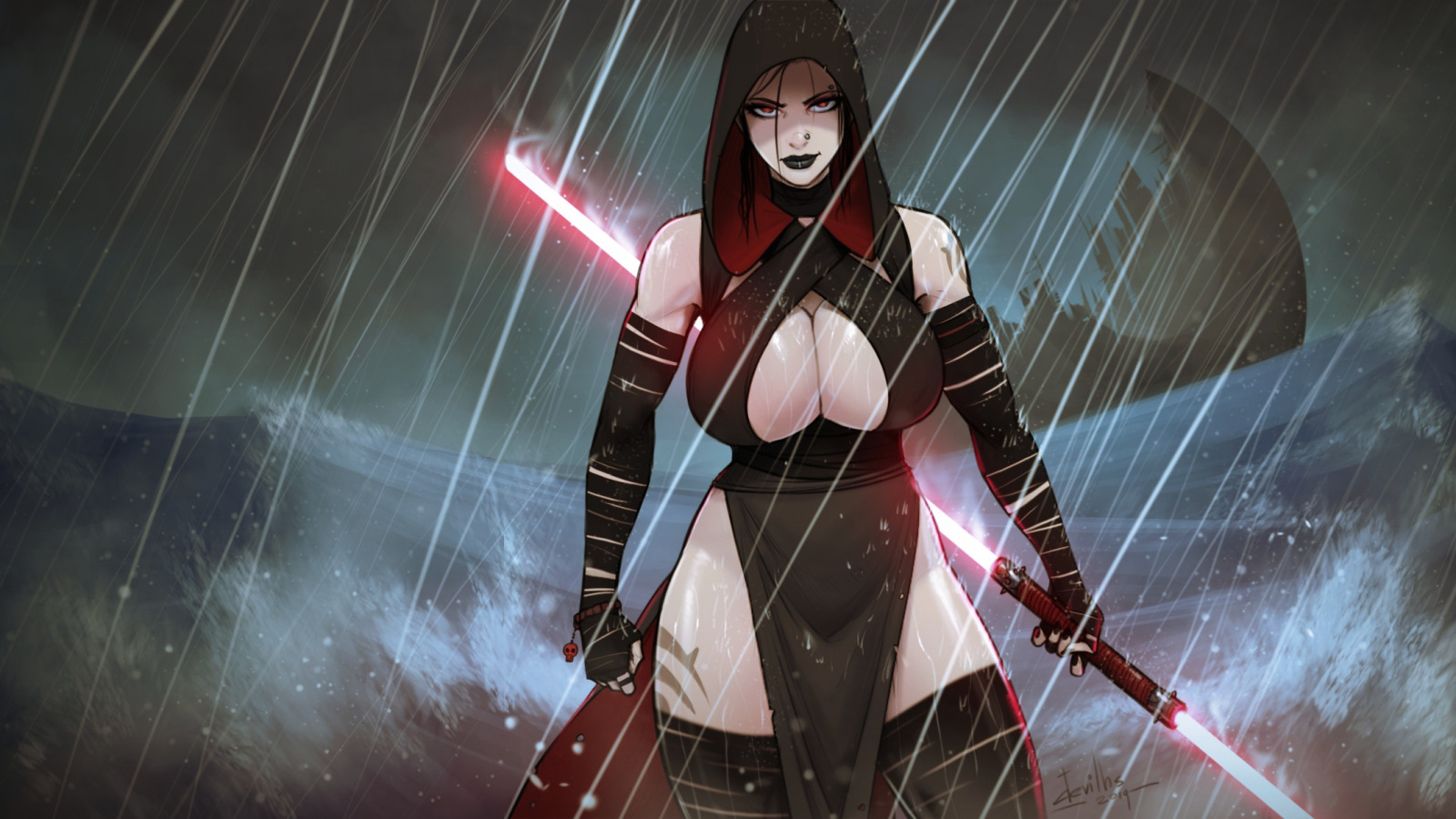 Download wallpaper rain, Tits, Star Wars, art, Star wars, Ray, art, big  Breasts, section seinen in resolution 1600x900