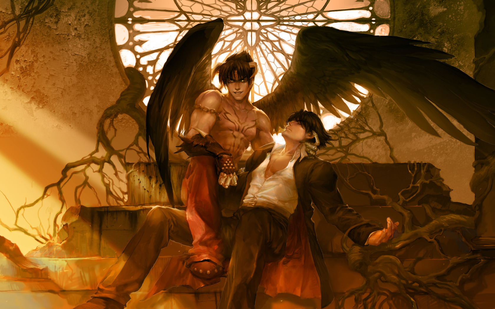 wings, horns, art, <b>Tekken</b>, Jin Kazama, Devil Jin. 