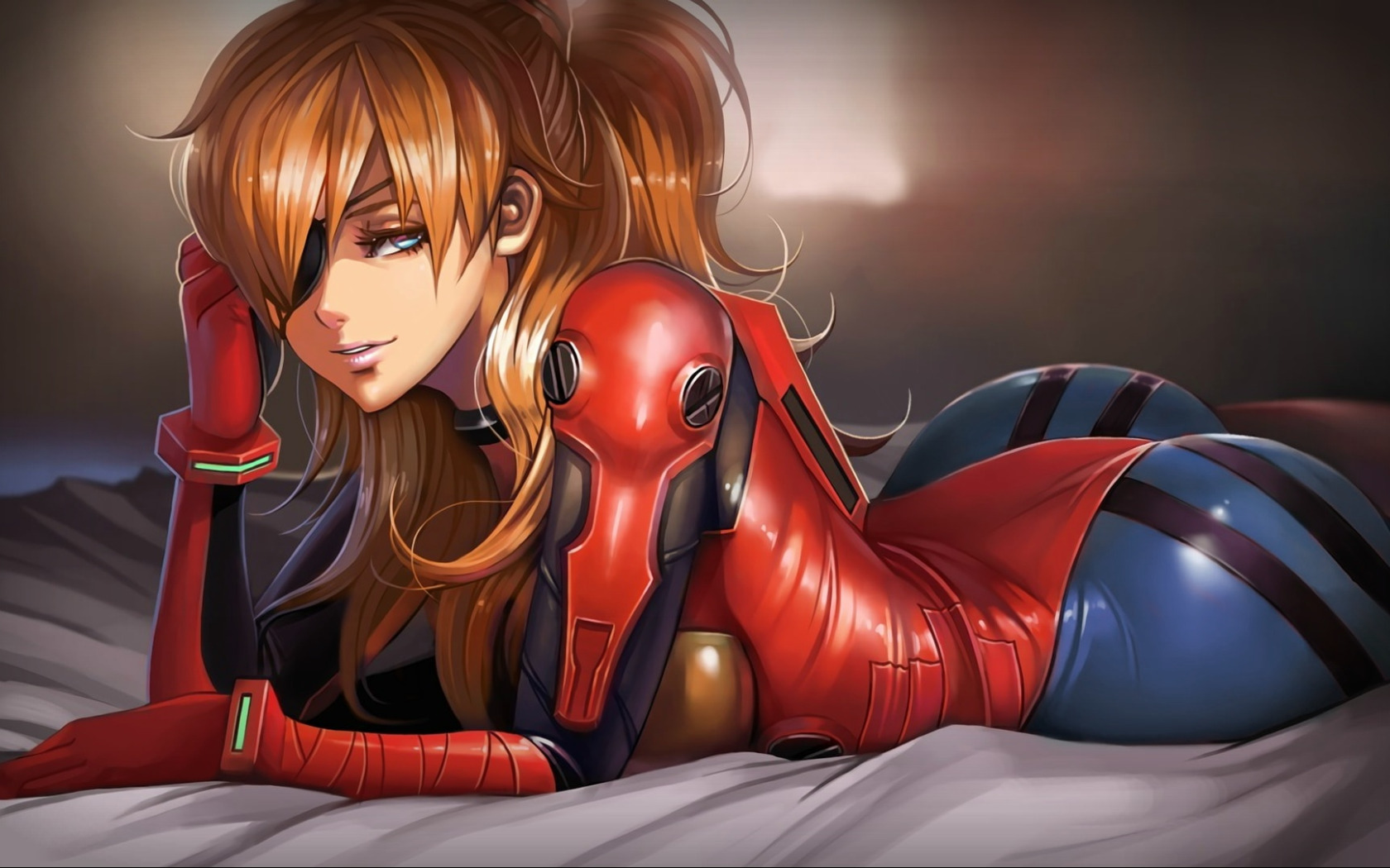 Download wallpaper anime, butt, costume, Asuka Langley, anime girl, section  art in resolution 1680x1050