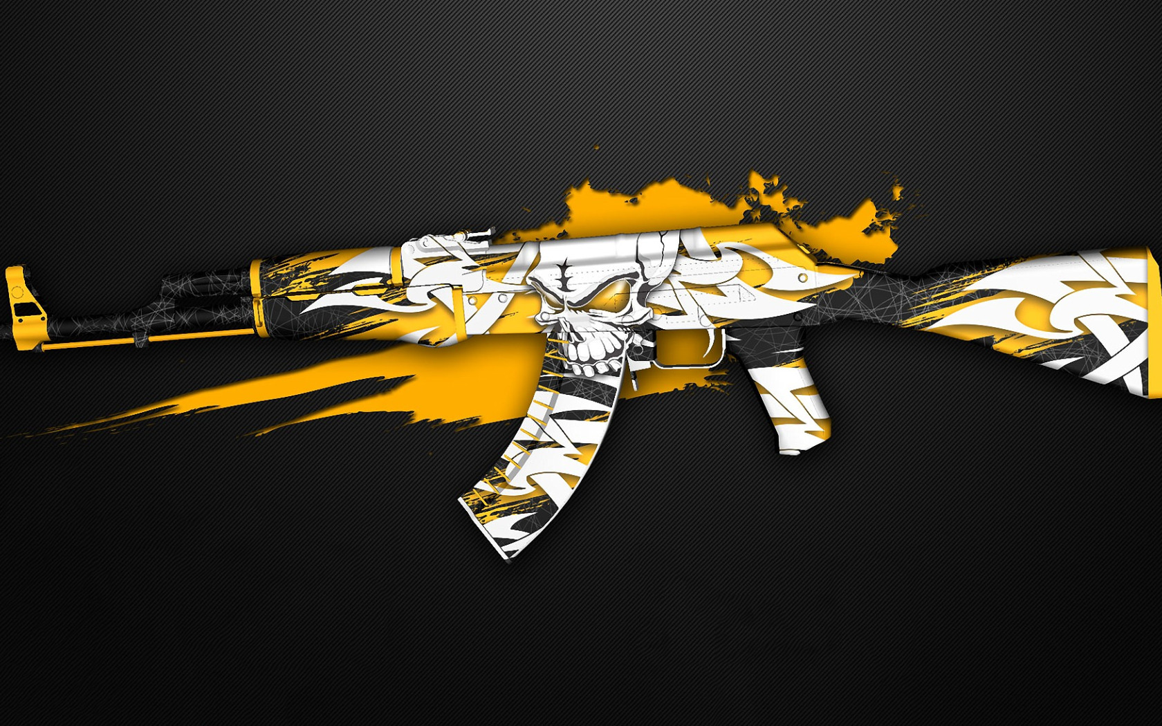 Download wallpaper graffiti, skull, AK-47, paint, workshop, cs go, creep,  custom paint job, section weapon in resolution 1680x1050