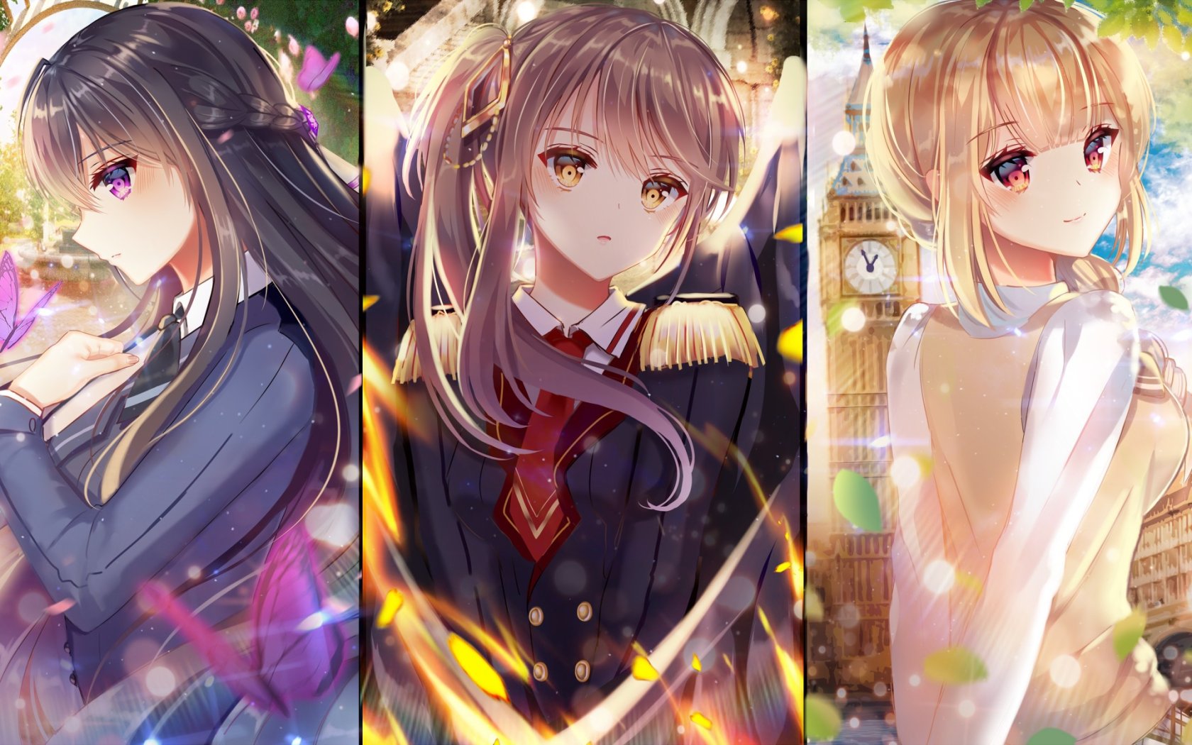 Download wallpaper Girls, Collage, Trio, section art in resolution ...