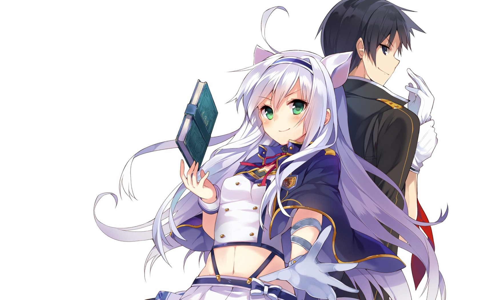 Girl, anime, Book, art, Guy, characters, Rokudenashi Majutsu Koushi&apos;s <b>Akashic</b>...