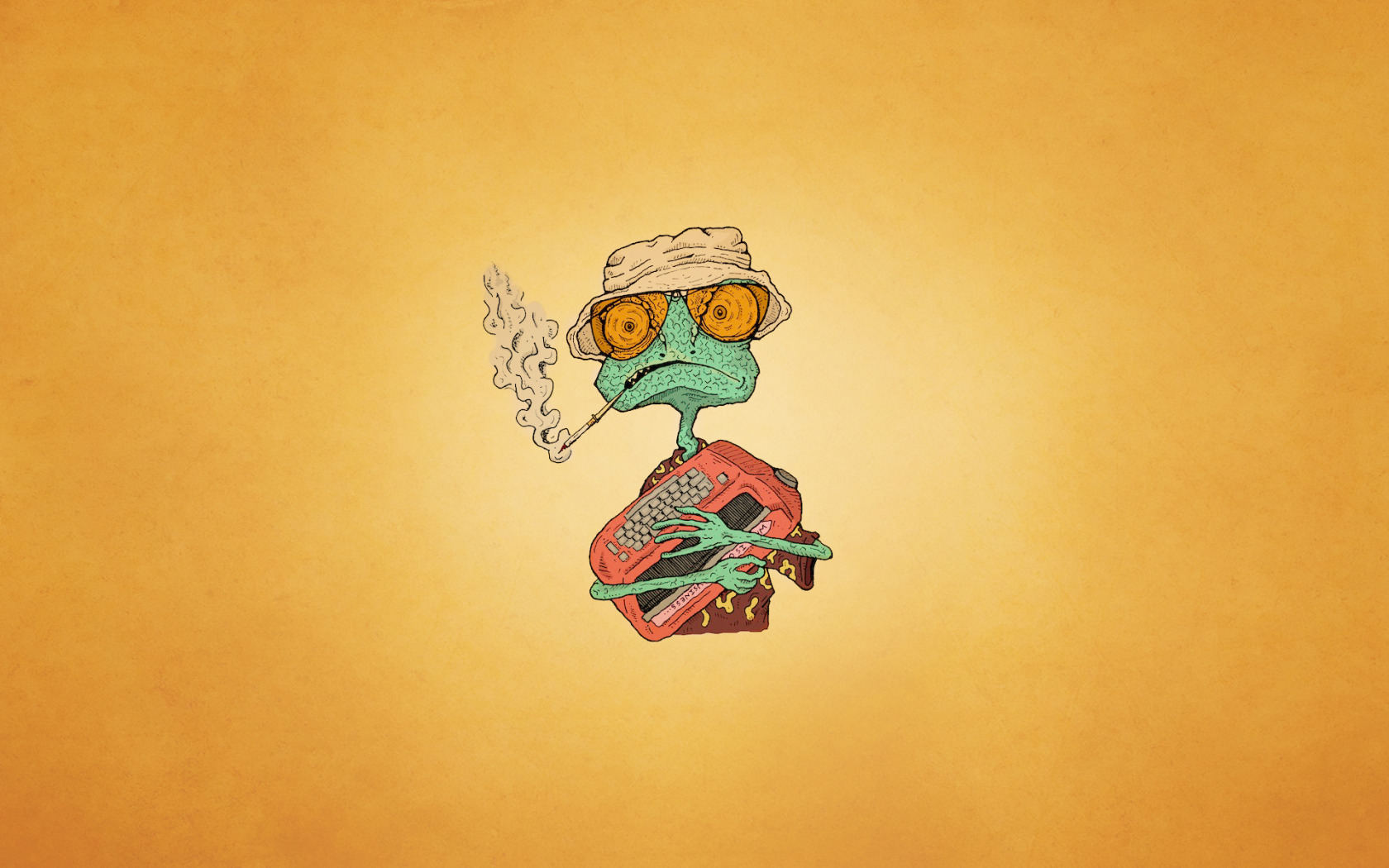 Download Wallpaper Chameleon, Hat, Smoke, Glasses, Cigarette.