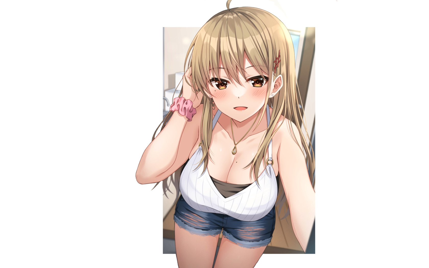 Download wallpaper kawaii, girl, boobs, anime, pretty, blonde, breasts,  babe, section seinen in resolution 1680x1050