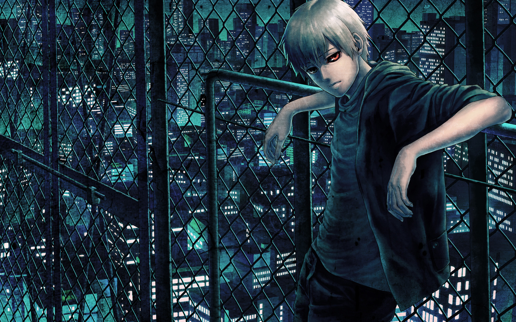 Download wallpaper night, the city, mesh, anime, art, guy, Tokyo ghoul,  tokyo ghoul, section seinen in resolution 1680x1050