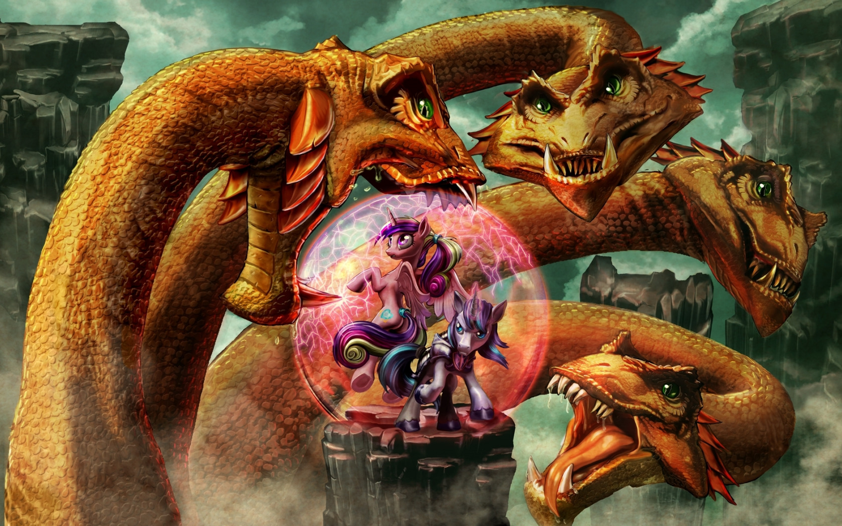 Download Wallpaper Rock, Figure, Monster, Battle, Fantasy, Art.