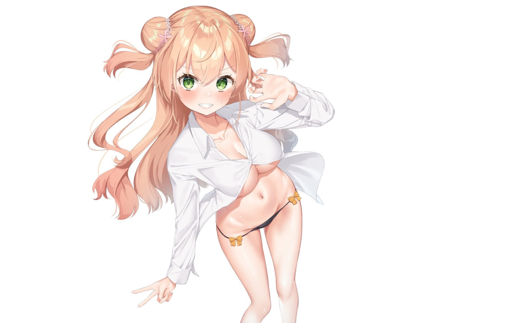 Download wallpaper girl, sexy, Anime, panties, pretty, shirt, petite,  section seinen in resolution 1680x1050