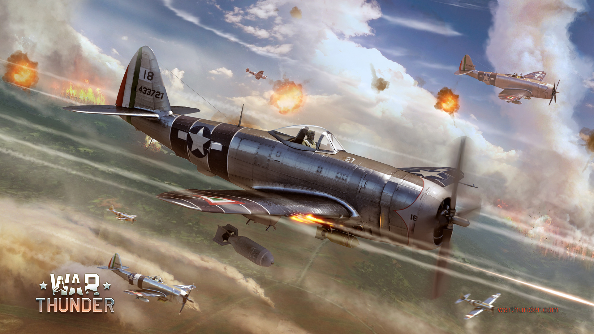 Download Wallpaper The Sky, Fire, War, Fighter, Bomber, Art.