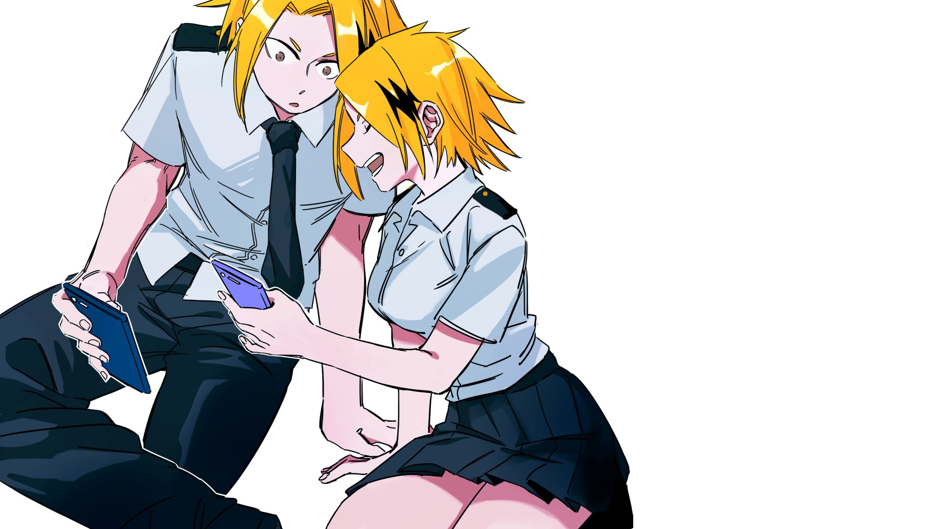 Download wallpaper girl, guy, My hero Academy, My Hero Academia, Boku No  Hero Academy, Kaminari Denki, section shonen in resolution 1920x1080