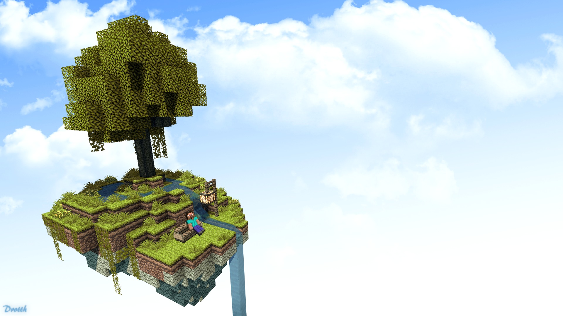 Wallpaper the sky, island, beautiful, sky, island, Minecraft, minecraft,  Steve for mobile and desktop, section игры, resolution 1920x1080 - download