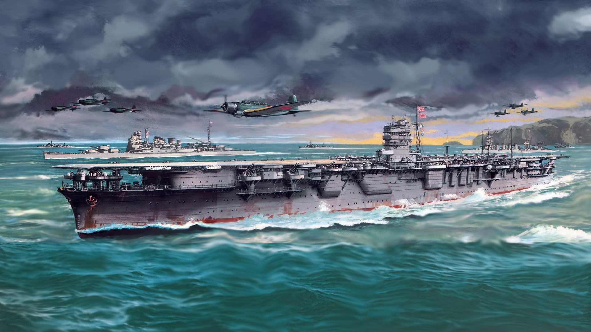 Wallpaper USS George Washington, CVN-73, aircraft carrier, Nimitz class,  U.S.Navy, mountain, Fuji Japan, Military #1485