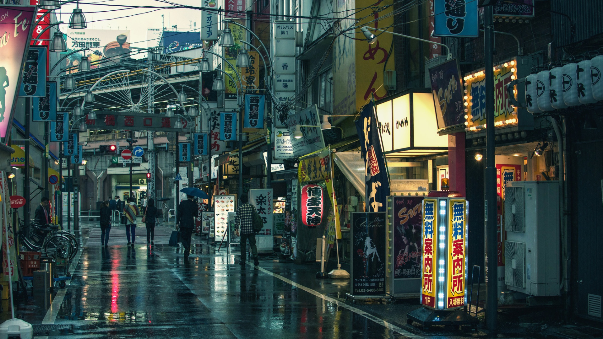 Download wallpaper the city, street, Tokyo, Japan, Shimbashi, section city  in resolution 1920x1080