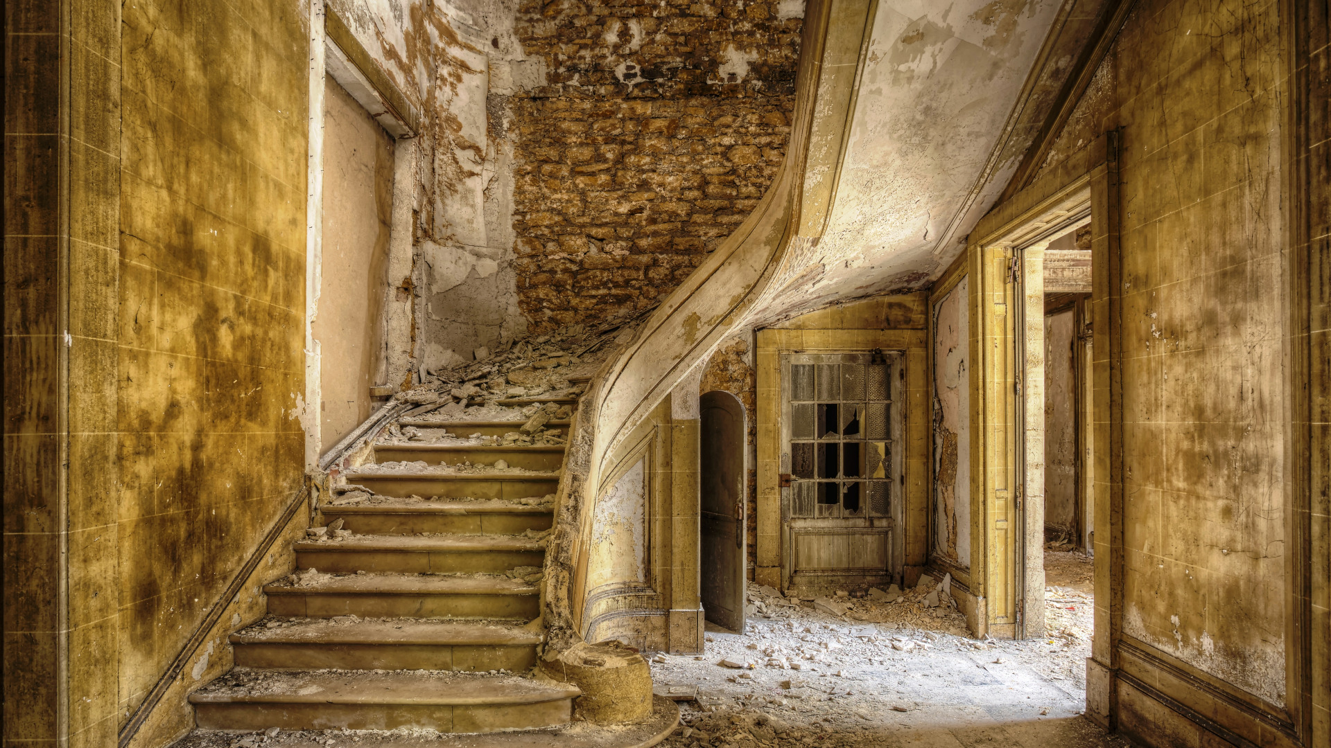 Download wallpaper background, wall, ladder, section interior in