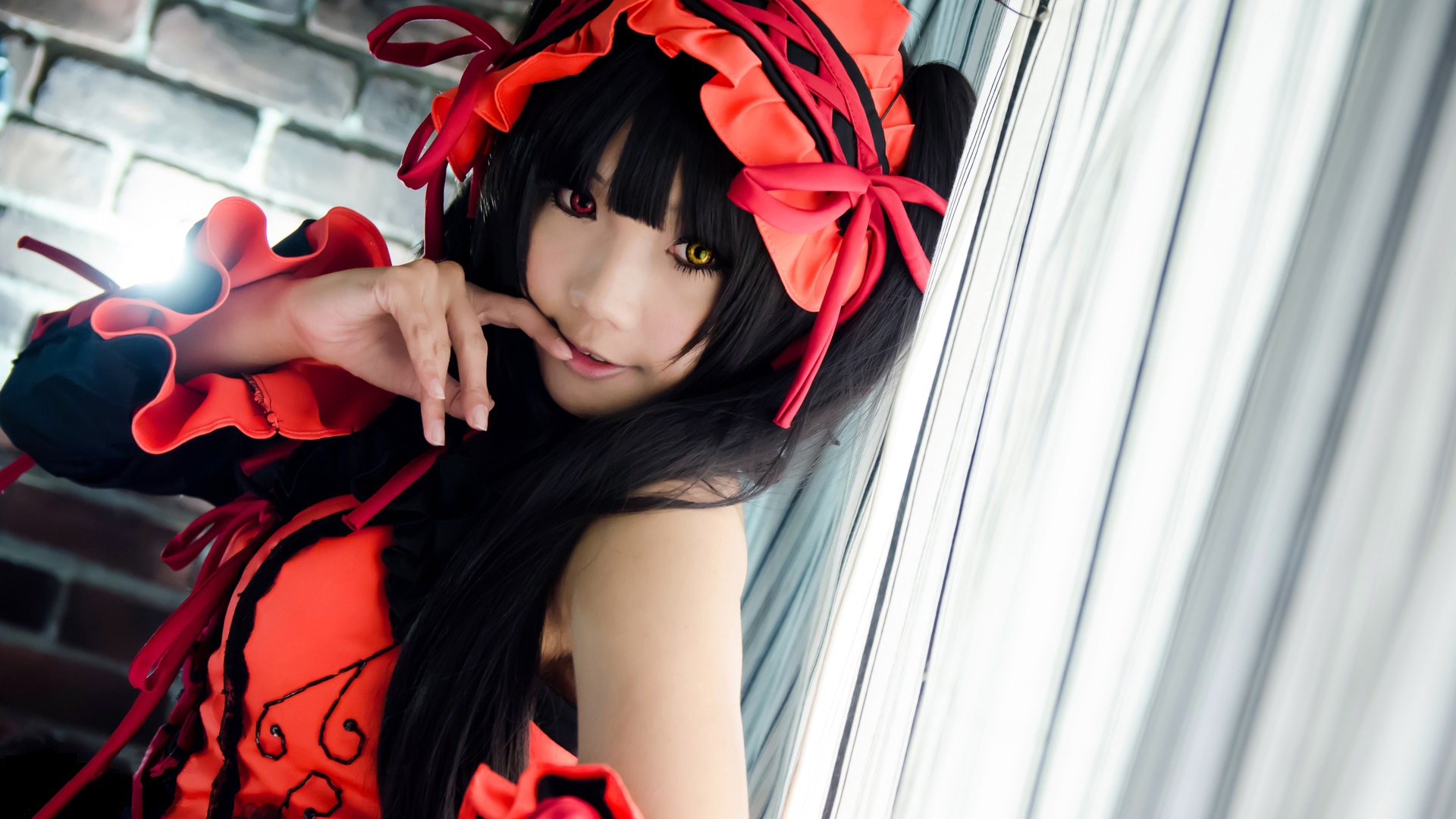 Download wallpaper Japanese, Cosplay, date a live, Kurumi Tokisaki, section  girls in resolution 1920x1080