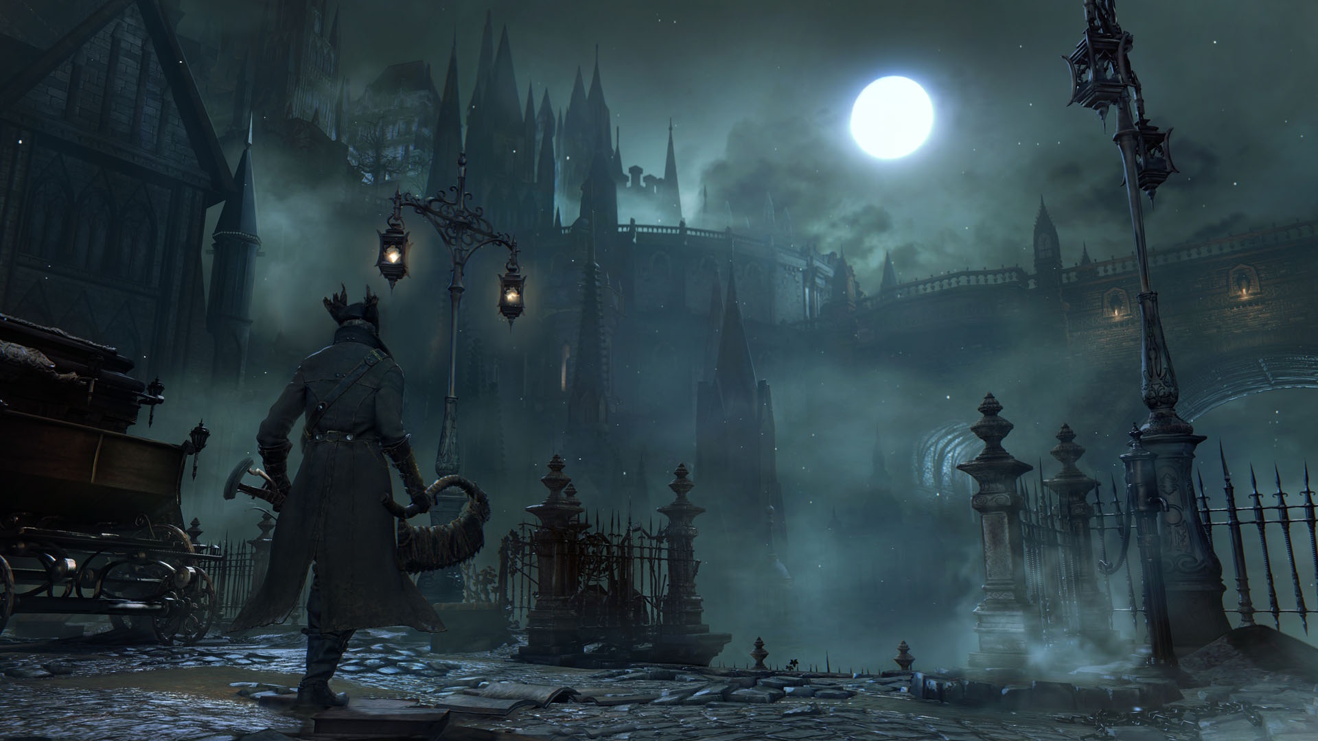 Download wallpaper night, the moon, hunter, Bloodborne, section games in  resolution 1920x1080