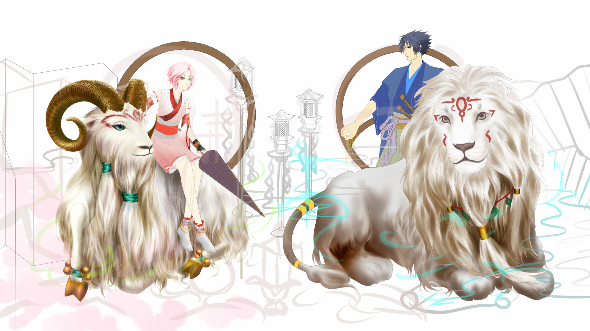 Download wallpaper Leo, Sakura, Sasuke, naruto, the signs of the zodiac ...