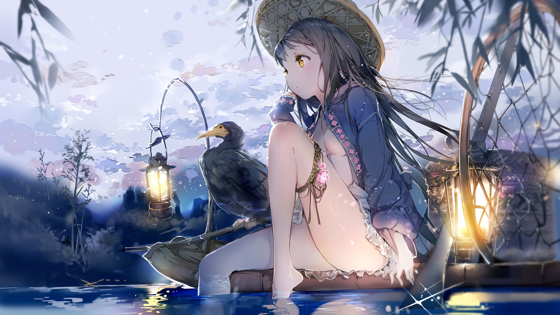 Download wallpaper purple, anime, anime art, anime girl, section other in  resolution 1920x1080