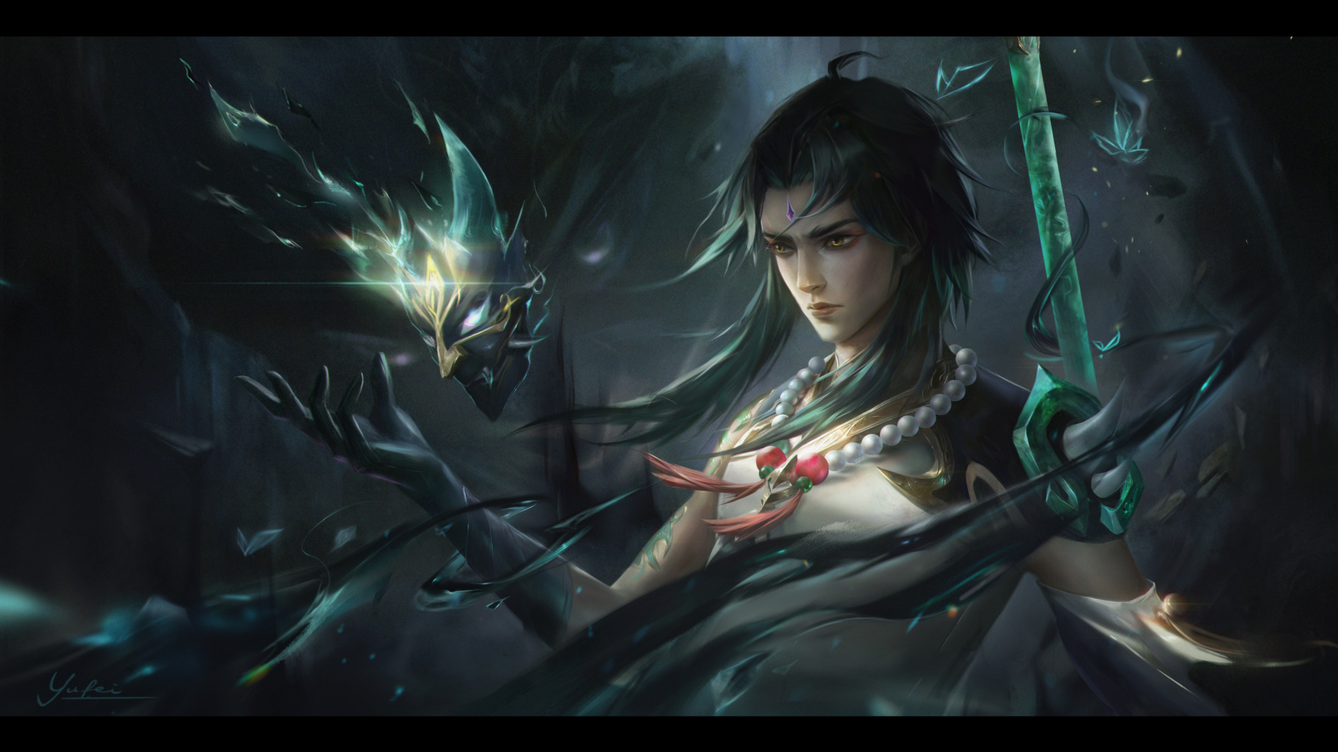 Download wallpaper mask, fantasy, guy, Xiao, Genshin Impact, section