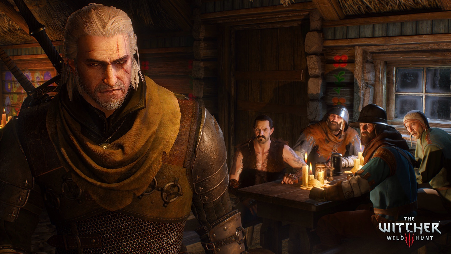 Download wallpaper the Witcher, scar, witcher, tavern, Geralt of Rivia ...