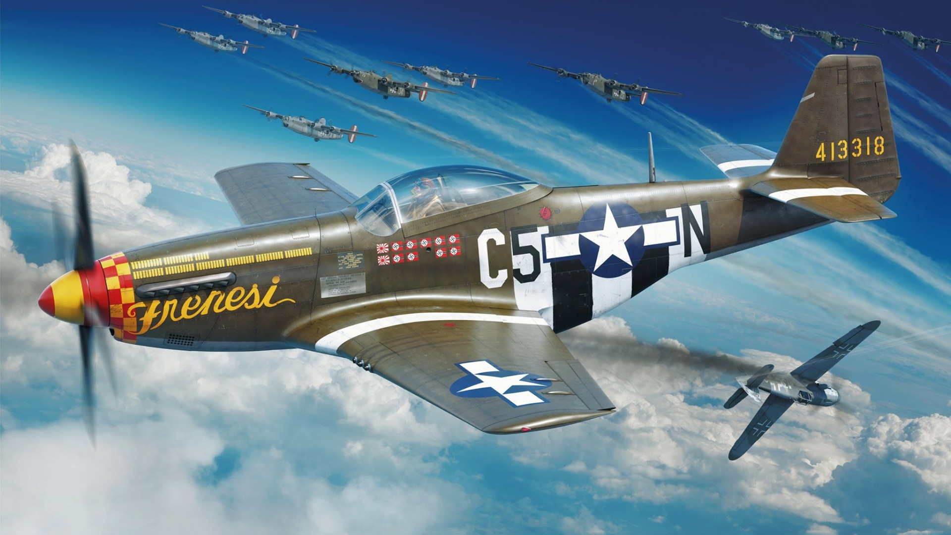 Download wallpaper Fighter, USA, USAF, P-51D, P-51 Mustang, Combat ...